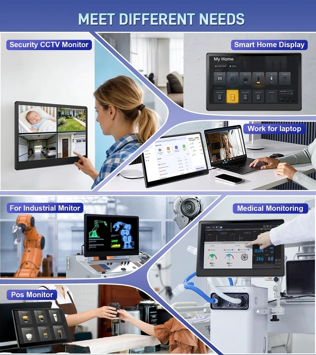 Alt view image 6 of 7 - 13.3" inch Portable FHD 1080P Touch Screen Monitor with HDMI VGA Port, Touchscreen Display Support VESA Mount, Small IPS Home Industrial Monitor for PC Laptop