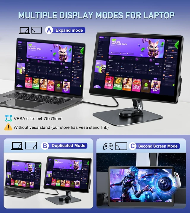 Alt view image 5 of 7 - 13.3" inch Portable FHD 1080P Touch Screen Monitor with HDMI VGA Port, Touchscreen Display Support VESA Mount, Small IPS Home Industrial Monitor for PC Laptop