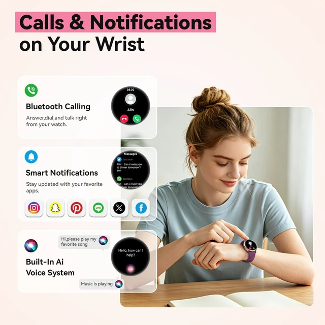 Alt view image 2 of 7 - Smart Watch for Women Samsung iPhone Compatible: 1.32" AMOLED Smartwatch for Android Phones (Answer/Make) Fitness Tracker Heart Rate/Sleep/SpO2 Monitor Watches for Women IP68 Waterproof 130+Sport Mode