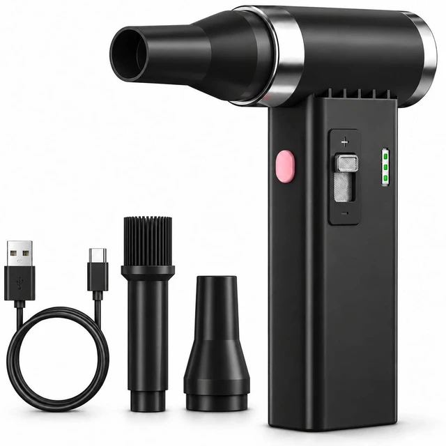Main image of Mini Ultra-Slim Electric Compressed Air Duster 150,000RPM Super Power, Rechargeable Cordless Air Duster, Powerful Airflow for Computer, Keyboard, Outdoor, House and Car