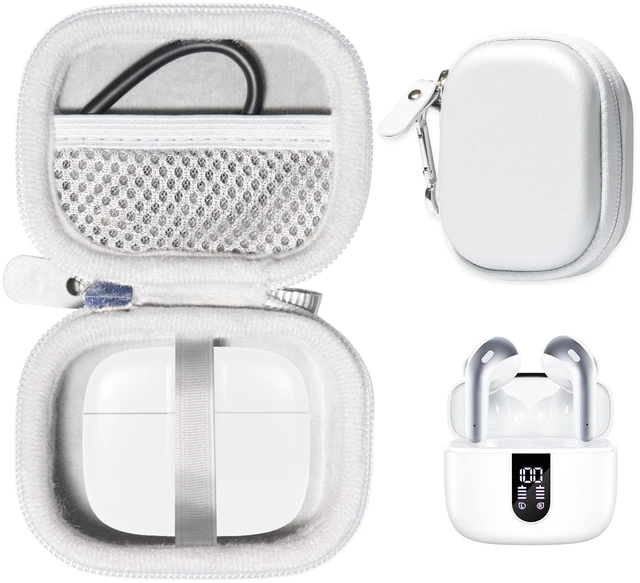 Main image of Case for TAGRY X08 Bluetooth Headphones True Wireless Earbuds 60H, mesh Pocket for Charge Cable (White)