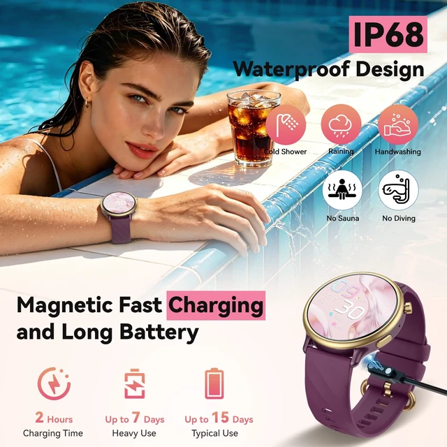 Alt view image 5 of 7 - Smart Watch for Women Samsung iPhone Compatible: 1.32" AMOLED Smartwatch for Android Phones (Answer/Make) Fitness Tracker Heart Rate/Sleep/SpO2 Monitor Watches for Women IP68 Waterproof 130+Sport Mode