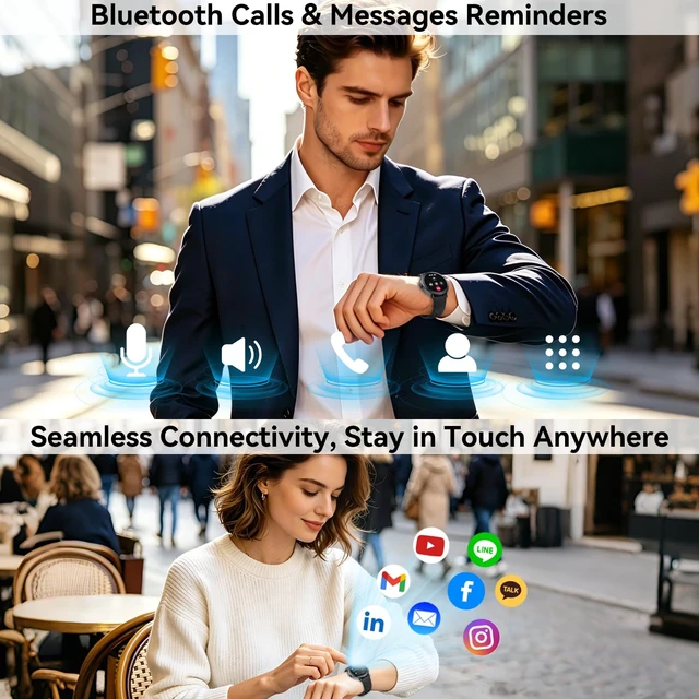 Alt view image 2 of 7 - Smart Watch for Women Samsung iPhone Compatible: 1.32" AMOLED Smartwatch for Android Phones (Answer/Make) Fitness Tracker Heart Rate/Sleep/SpO2 Monitor Watches for Women IP68 Waterproof 130+Sport Mode