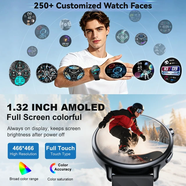 Alt view image 7 of 7 - Smart Watch for Women Samsung iPhone Compatible: 1.32" AMOLED Smartwatch for Android Phones (Answer/Make) Fitness Tracker Heart Rate/Sleep/SpO2 Monitor Watches for Women IP68 Waterproof 130+Sport Mode