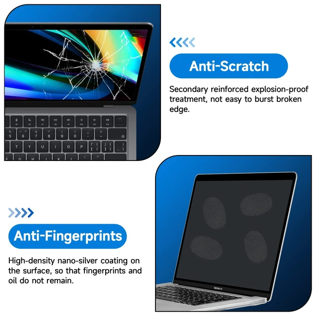 Alt view image 3 of 6 - 2-Pack Anti Glare Screen Protector Compatible with MacBook Pro 16 Inch 2019 Released with Touch ID & Touch Bar (A2141) - Anti-Glare/Anti Fingerprint Matte Laptop Screen Protector Guard