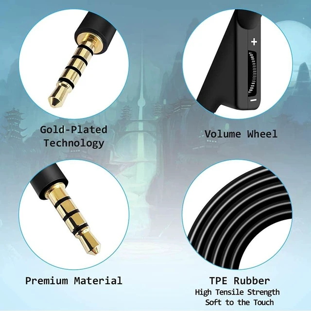 Alt view image 4 of 7 - 2M Volume Control TPE Cord for Astro A10 A40 Headsets Inline Volume Control, 2 Meter Long, TPE Cable, Compatible with Astro A10 A40 Headsets