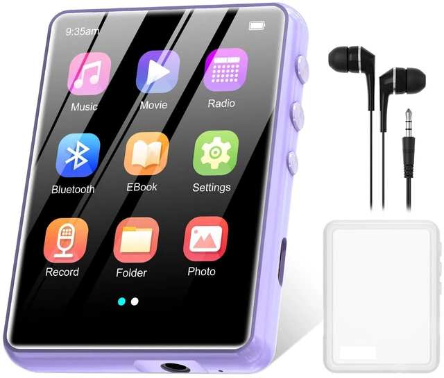 Main image of 64GB MP3 Player with Bluetooth 5.3, 2.4-Inch Full Touch Screen, Portable Lossless Sound Music Player with HD Speaker, MP3 with FM Radio Recording e-Book, Record, Earphone Included-Purple