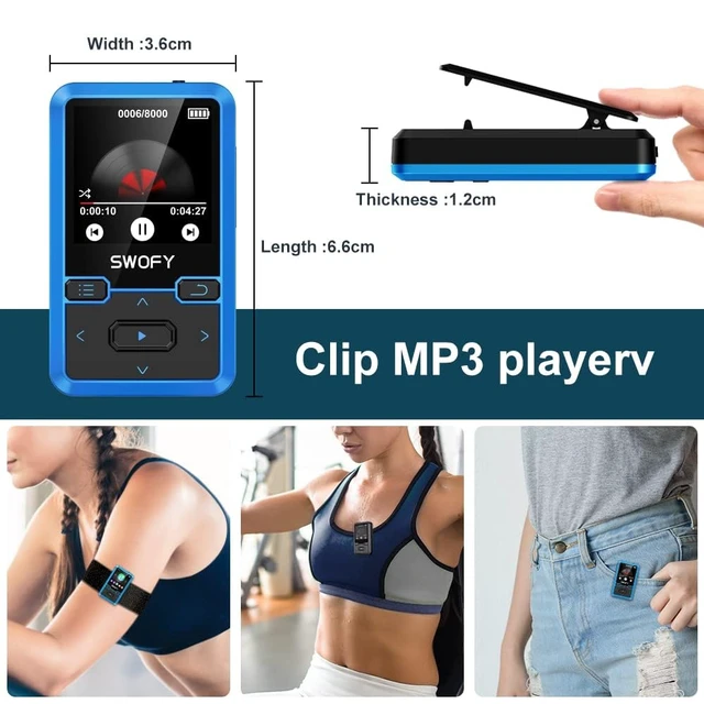 Alt view image 4 of 7 - 32GB MP3 Player with Bluetooth 5.0 - Portable Clip Music Player with FM Radio, Voice Recorder, Pedometer, Mini Design Ideal for Sport, Earphones Included Blue