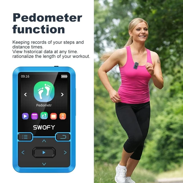 Alt view image 6 of 7 - 32GB MP3 Player with Bluetooth 5.0 - Portable Clip Music Player with FM Radio, Voice Recorder, Pedometer, Mini Design Ideal for Sport, Earphones Included Blue