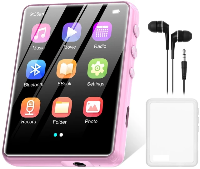 Main image of 64GB MP3 Player with Bluetooth 5.3, 2.4-Inch Full Touch Screen, Portable Lossless Sound Music Player with HD Speaker, MP3 with FM Radio Recording e-Book, Record, Earphone Included-Pink
