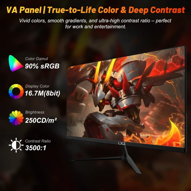 Alt view image 4 of 7 - 24.5 Inch 300Hz 240Hz Gaming Monitor, FHD 1920x1080 VA Panel 1ms Computer Monitor, HDR Mode, Adaptive sync, FreeSync Compatible DP x2, HDMI x2, Ultra Thin Triangle Base, VESA 75mm x 75mm