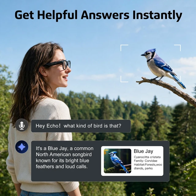 Alt view image 3 of 7 - AI Smart Glasses with Camera,8MP,GPT Assistant,Real-Time Translation Object Recognition,Open-Ear Speakers,Music & Calls,EIS Stabilization,IP65 Water Resistant,Transparent Lenses