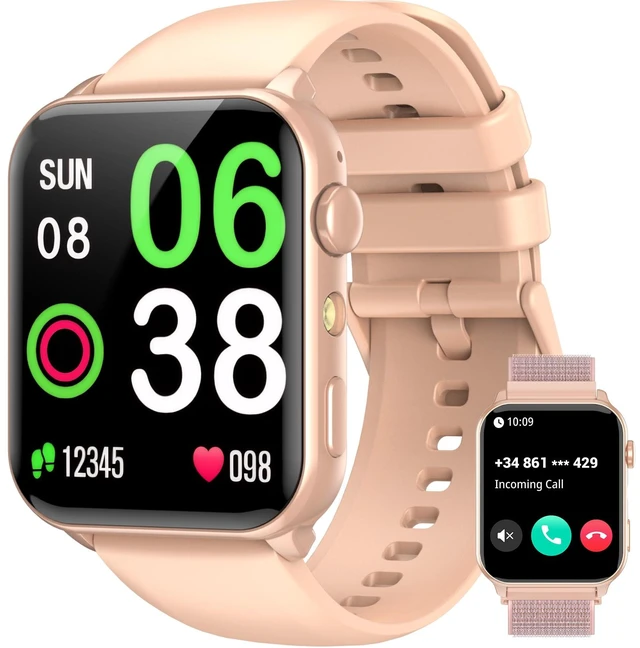Main image of Smart Watch for Men Women, 1.91" HD Fitness Tracker with Bluetooth Calls, 32 FT Waterproof, 24/7 Heart Rate/Sleep Monitor, 120+ Sport Modes, Pedometer, Calories, Smartwatch for Android iOSPink