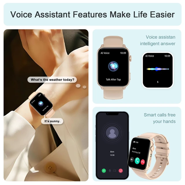 Alt view image 4 of 7 - Smart Watch for Men Women, 1.91" HD Fitness Tracker with Bluetooth Calls, 32 FT Waterproof, 24/7 Heart Rate/Sleep Monitor, 120+ Sport Modes, Pedometer, Calories, Smartwatch for Android iOSPink