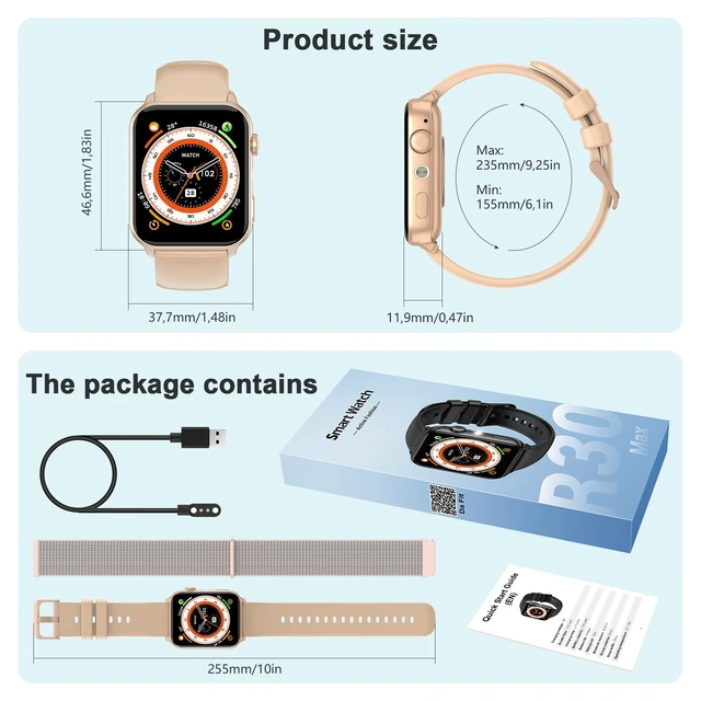 Alt view image 7 of 7 - Smart Watch for Men Women, 1.91" HD Fitness Tracker with Bluetooth Calls, 32 FT Waterproof, 24/7 Heart Rate/Sleep Monitor, 120+ Sport Modes, Pedometer, Calories, Smartwatch for Android iOSPink