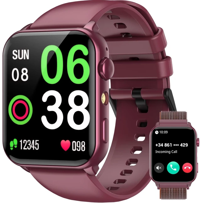 Main image of Smart Watch for Men Women, 1.91" HD Fitness Tracker with Bluetooth Calls, 32 FT Waterproof, 24/7 Heart Rate/Sleep Monitor, 120+ Sport Modes, Pedometer, Calories, Smartwatch for Android iOS (Purple)