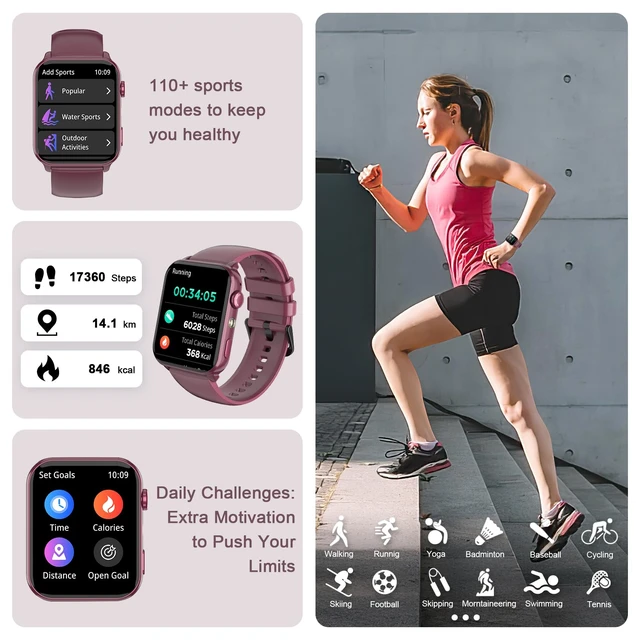 Alt view image 3 of 7 - Smart Watch for Men Women, 1.91" HD Fitness Tracker with Bluetooth Calls, 32 FT Waterproof, 24/7 Heart Rate/Sleep Monitor, 120+ Sport Modes, Pedometer, Calories, Smartwatch for Android iOS (Purple)