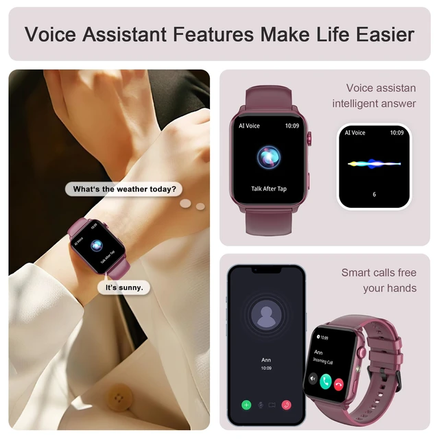 Alt view image 4 of 7 - Smart Watch for Men Women, 1.91" HD Fitness Tracker with Bluetooth Calls, 32 FT Waterproof, 24/7 Heart Rate/Sleep Monitor, 120+ Sport Modes, Pedometer, Calories, Smartwatch for Android iOS (Purple)