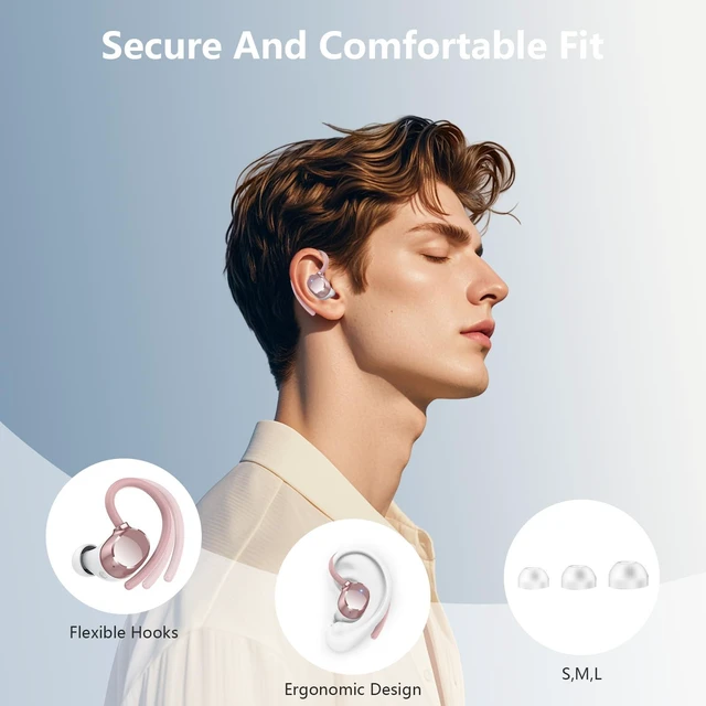 Alt view image 5 of 7 - Wireless Earbuds for iOS Android, Bluetooth 5.4 Sport Headphones, 128H Playtime Over Ear Buds for Small Ear, Stereo Deep Bass, Sport Wireless Bluetooth Earphones, IPX7 Waterproof Running Headphones