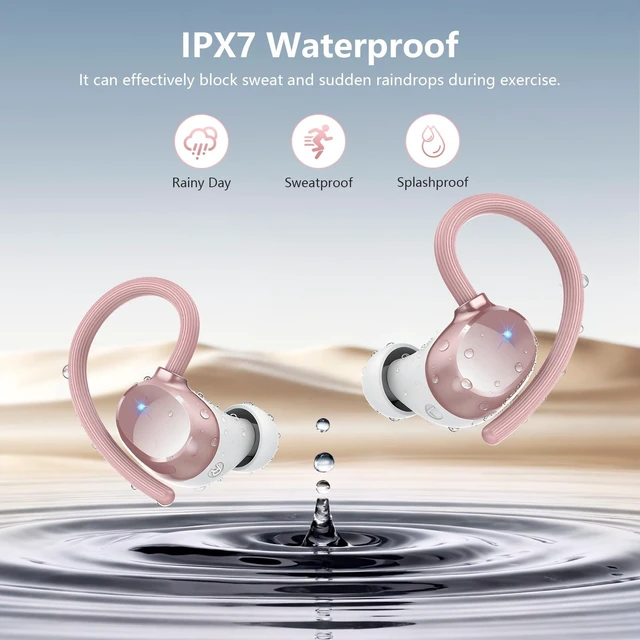 Alt view image 6 of 7 - Wireless Earbuds for iOS Android, Bluetooth 5.4 Sport Headphones, 128H Playtime Over Ear Buds for Small Ear, Stereo Deep Bass, Sport Wireless Bluetooth Earphones, IPX7 Waterproof Running Headphones