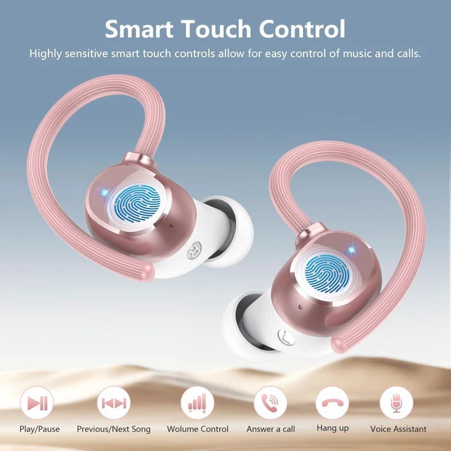 Alt view image 7 of 7 - Wireless Earbuds for iOS Android, Bluetooth 5.4 Sport Headphones, 128H Playtime Over Ear Buds for Small Ear, Stereo Deep Bass, Sport Wireless Bluetooth Earphones, IPX7 Waterproof Running Headphones
