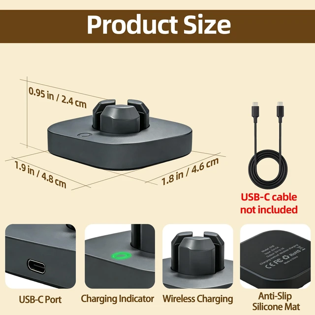 Alt view image 6 of 7 - Fast Charger Compatible with Ou-ra Ring Gen 4: Charging Dock Stand for Size 13/12/11/10/9/8/7 Without Type-C Cable