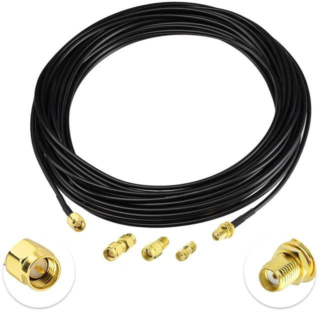 Main image of RF coaxial SMA Male to SMA Female Bulkhead RG174 33ft Cable + 3pcs RF Coax SMA Adapter Kit for SDR Equipment Antenna Ham Radio,3G 4G LTE Antenna,ADS-B,GPS and etc