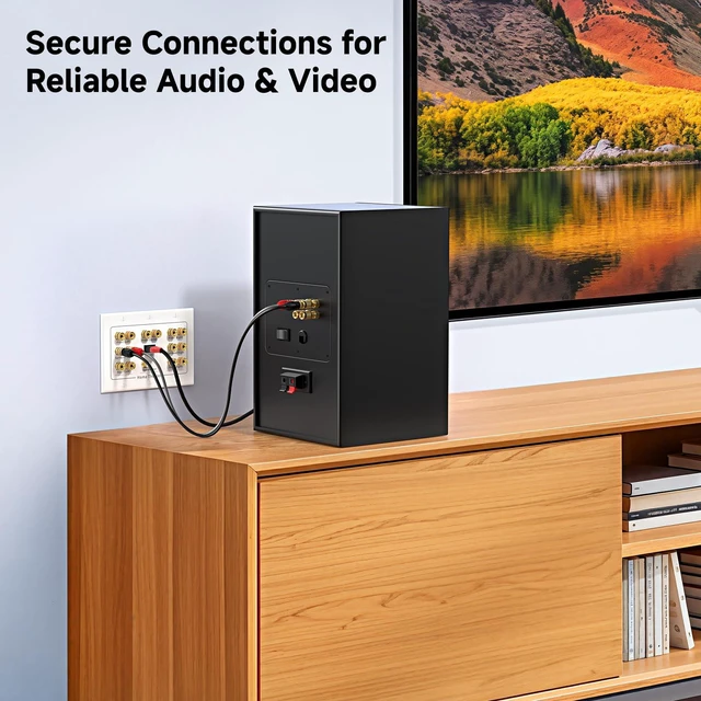 Alt view image 2 of 7 - Triple Gang 7.1 Speaker Wall Plate with HDMI, White HDMI Pass-through, Gold-Plated Binding Posts, Banana Plug Compatible, for Home Theater Wiring