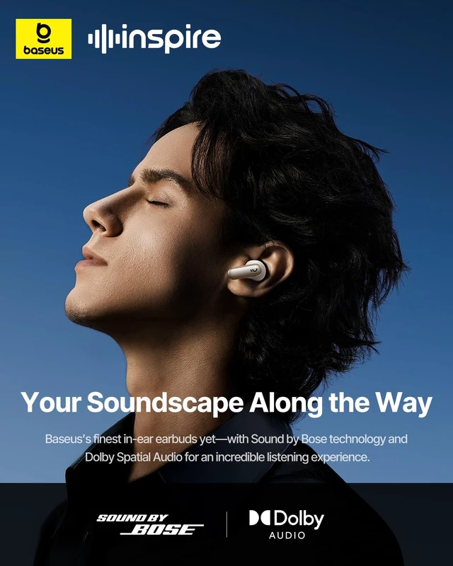 Alt view image 2 of 7 - Inspire XP1 Adaptive Noise Cancelling Earbuds, Sound by Bose, Dolby Audio, Premium Real-Time Adaptive ANC, Adaptive Tuning Sound, Natural Fit Design, 6-Mic Adaptive Clear Calls, 45H Playtime