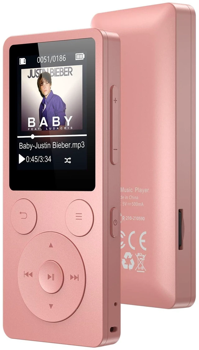Main image of 32GB MP3 Player with Bluetooth 5.3, Speaker, Simple Physical Buttons Portable Music Player with FM Radio, 1.8 inch Screen, 40 Hour Battery Life, Voice Recorder, Supports 128GB Micro SD Card