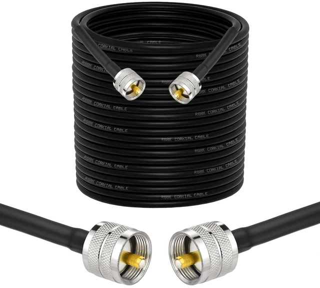 Main image of RG8x Coaxial Cable 50ft UHF PL-259 Male to Male CB Coax Cable 50 Ohm Low Loss PL259 CB Antenna Cables for HAM Radio Antenna Analyzer SWR Meter Dummy Load