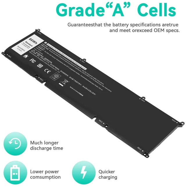 Alt view image 4 of 7 - 86Wh 69KF2 M59JH 8FCTC 70N2F Battery for Dell XPS 15 9500 9510 9520 Precision 5550 5560 5570 7510 M15 M17 R3 R4,G15 5510 5511 5515 5520 5521,G7 7500,Inspiron 7510 7610 P87F P91F P45E p100f