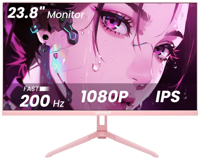 Main image of Pink 24 inch Gaming Monitor 200Hz Refresh Rate FHD 1080p Resolution Fast IPS Panel 1ms GTG Response Time Adaptive Sync Built-in Speakers Pink Monitor