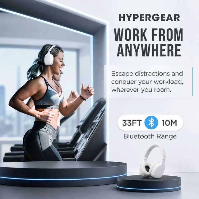 Alt view image 6 of 7 - Over-Ear Headphones - Wireless Bluetooth Headphones with Noise Isolation, Built-in Mic, Soft Memory Foam Cups for All-Day Comfort, White
