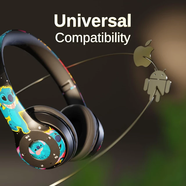 Alt view image 3 of 6 - Disney Lilo & Stitch Bluetooth Over-Ear Headphones, Wireless Foldable Headset with Built-in Microphone for Adults and Kids, Comfortable Auriculares