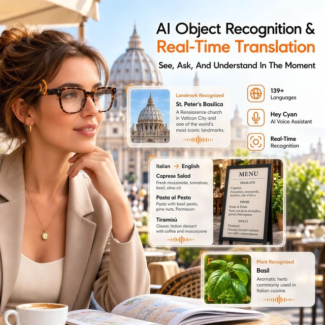 Alt view image 4 of 7 - AI Smart Glasses with Camera,4K Anti-Shake Video, Real Time Translation AI Voice Assistant, Object Recognition, Bluetooth Sunglasses, Open-Ear Speakers, Bluetooth Calling, Photochromic Lenses