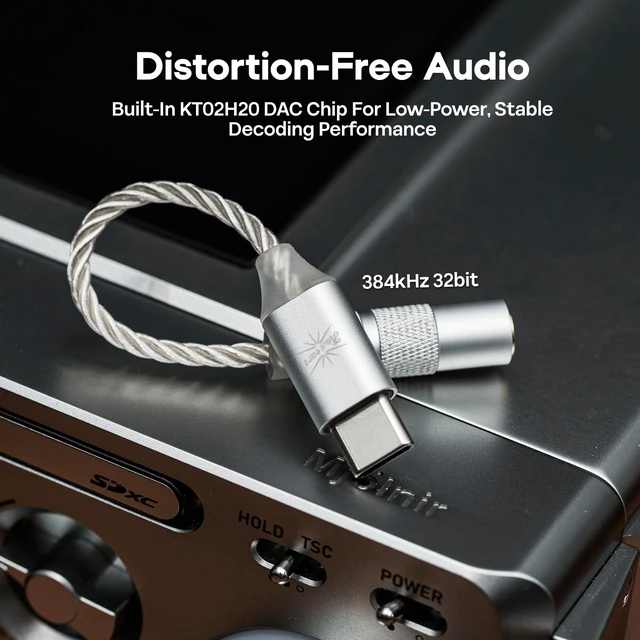 Alt view image 3 of 7 - Kiwi Ears AD1 Type-C to 3.5mm Female Headphone DAC Adapter Cable USB C to Aux IEM Dongle with KT02H20 Chip, High Res 32bit/384kHz, CTIA-Standard for iOS/Android/Windows Smartphones, Silver