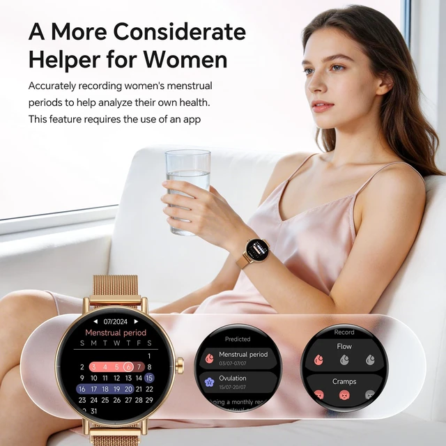 Alt view image 7 of 7 - Smart Watch for Women Men, 40mm Fitness Tracker, Answer & Make Call iPhone/Android/Samsung, Heart Rate/Stress/Sleep/Period Monitor, 7 Day Battery, 110+ Sports Modes, IP68, Gold Steel Band