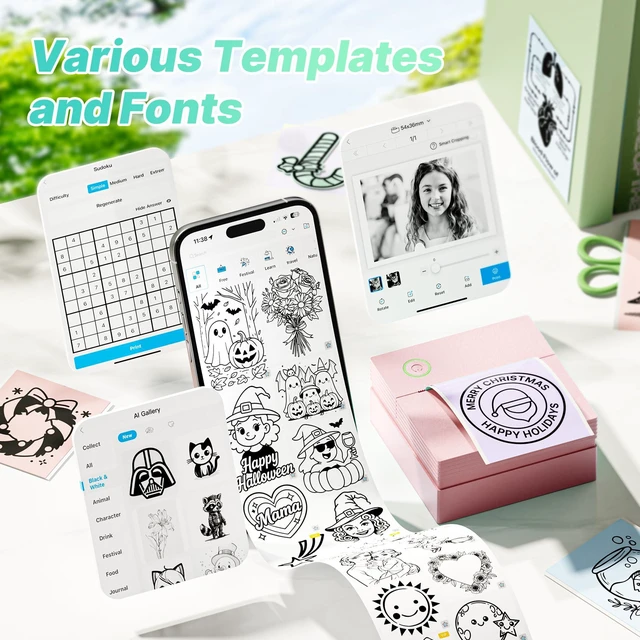 Alt view image 3 of 7 - Mini Sticker Printer, PM290 Sticker Maker Machine with 3 Roll Paper Good Quality, Portable, Smart AI APP, Mini Printer for Study, Gifts for Girls Boys, Back to School Supplies for Teachers