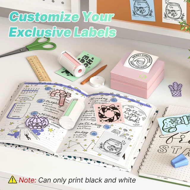 Alt view image 4 of 7 - Mini Sticker Printer, PM290 Sticker Maker Machine with 3 Roll Paper Good Quality, Portable, Smart AI APP, Mini Printer for Study, Gifts for Girls Boys, Back to School Supplies for Teachers