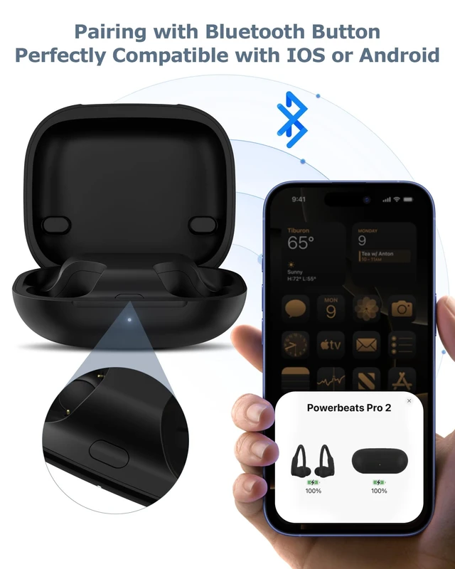 Alt view image 3 of 7 - Charging Case Replacement for Powerbeats Pro 2: 600mAh Wireless Charging Case with Bluetooth Pairing & USB-C Cable
