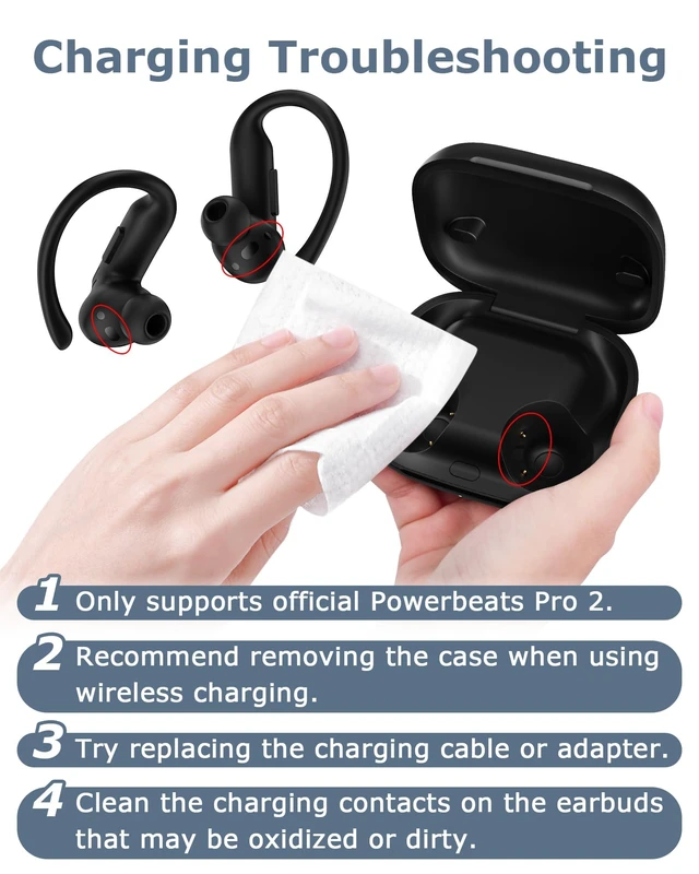 Alt view image 7 of 7 - Charging Case Replacement for Powerbeats Pro 2: 600mAh Wireless Charging Case with Bluetooth Pairing & USB-C Cable