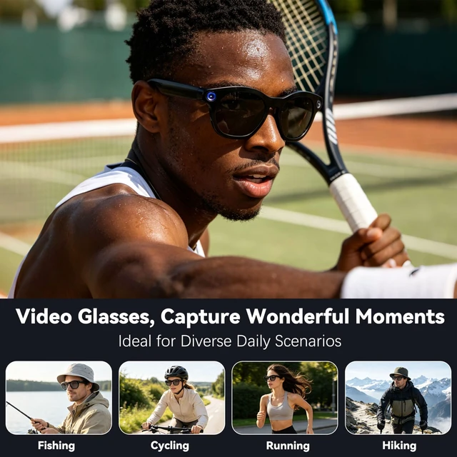Alt view image 2 of 7 - AI Smart Glasses with Camera 8MP HD, Open-Ear Music, Bluetooth Glasses 1080P Video,AI Assistant,Object Recognition,Ideal for Outdoors,Travel & Daily,Photochromic lenses for men women