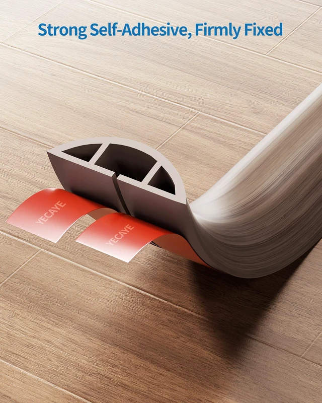 Alt view image 6 of 7 - 5ft Cord Cover, Wood Grain Cord Covers for Wires on Floor, Self-Adhesive Floor Cable Protector, Extension Cable Hider, Easy Cut Wires Protector, Walnut Wood,1.97inW*0.47inH