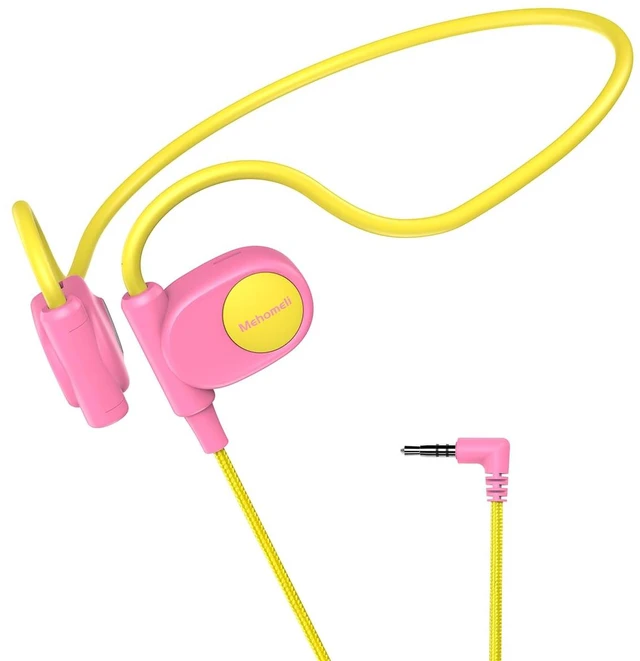 Main image of Kid Headphones, Air Conduction Open Ear Headphones, 3.5mm Jack Ultra-Comfort, Ergonomic and Lightweight Design Perfect for School and Outdoor Activities-Yellow Pink