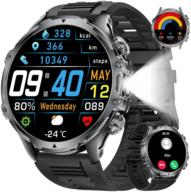 Main image of Military Smart Watch for Men,1.85" HD/800mAh Battery Smart Watches with LED Flashlight (Bluetooth Call Answer/Calls) Fitness Tracker with Heart Rate/Sleep Tracking/Blood Oxygen for Android iOS