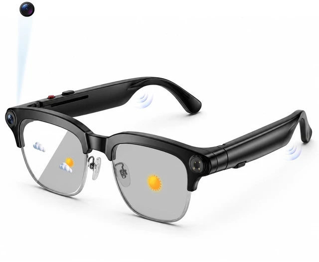 Main image of AI Smart Glasses with 8MP Camera, 1080P Video Recording & AI Translation Voice assistant, open-ear Bluetooth audio and app-enabled AI translation for travel, work, vlogging and everyday use