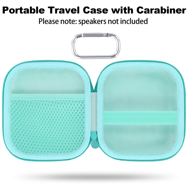 Alt view image 3 of 7 - for Bose New SoundLink Micro 2nd Gen Speaker Protective Case, Mint Green EVA Hard Shell, Soft Velvet Lining, Durable Wrist Strap, Portable Travel Bag with Carabiner, Mesh Accessory Pocket