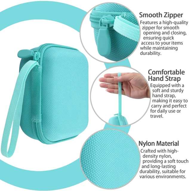 Alt view image 6 of 7 - for Bose New SoundLink Micro 2nd Gen Speaker Protective Case, Mint Green EVA Hard Shell, Soft Velvet Lining, Durable Wrist Strap, Portable Travel Bag with Carabiner, Mesh Accessory Pocket