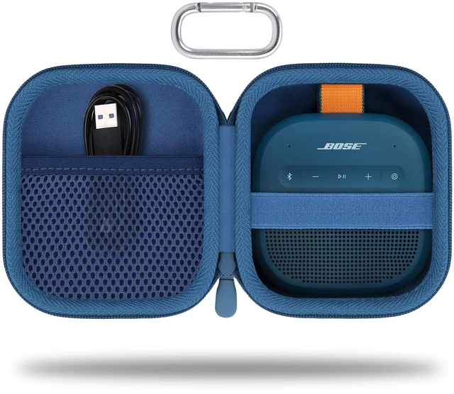 Main image of for Bose New SoundLink Micro 2nd Gen Speaker Protective Case, Twilight Blue EVA Hard Shell, Soft Velvet Lining, Durable Wrist Strap, Portable Travel Bag with Carabiner, Mesh Accessory Pocket